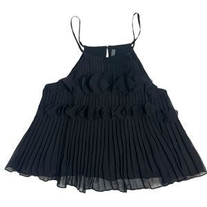 Ramy Brook Shauna Pleated Top Black Size Extra Small